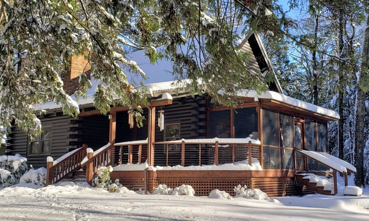 Stone Ridge House | Modern log cabin sited on six acres of land, private and secluded, serene...