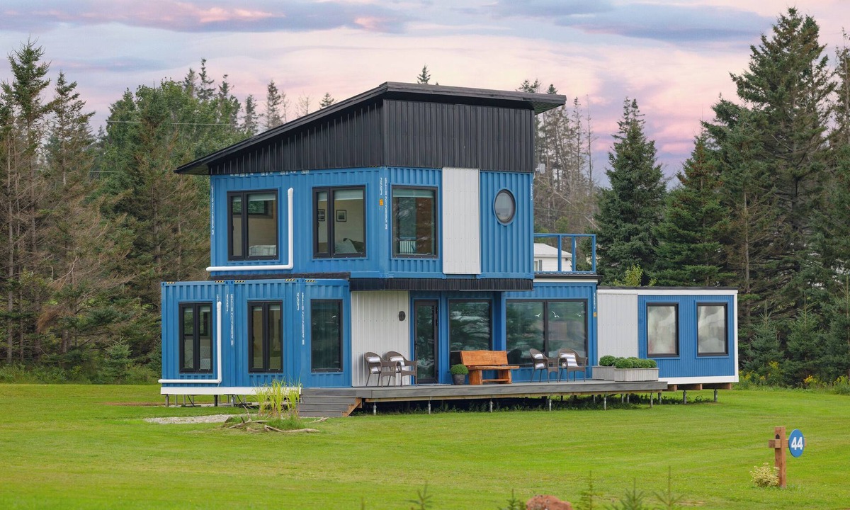 Oyster Bed House | Modern PEI Shipping Container Retreat with Multiple Decks & Stunning Views