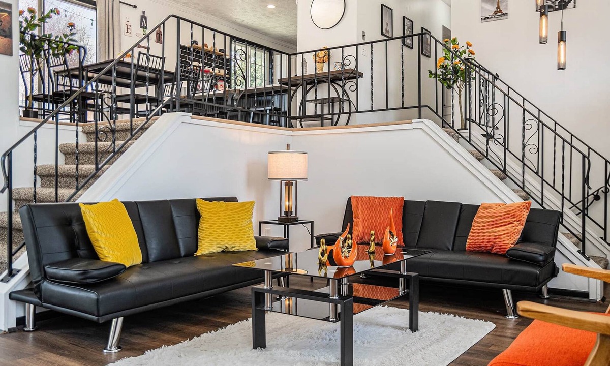 West Omaha House | Modern Rustic Retreat | Game Room, Gym, Wet Bar, 4 TVs, Coff