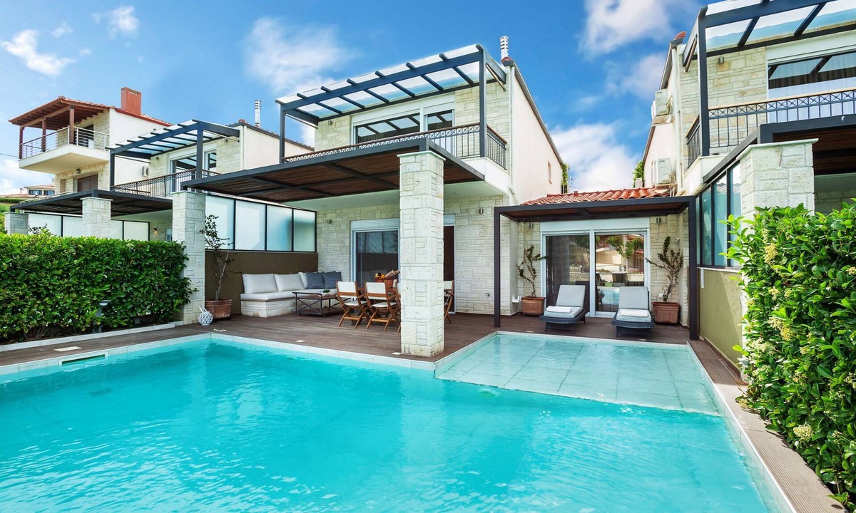 Pallini Villa | Modern Secluded Villa with Sea Views – Pool, WiFi, Aircon