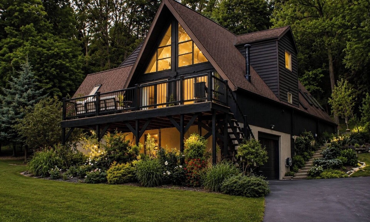 Conestoga House | Modern Wooded A-Frame Expansive Backyard Firepit & Family-Friendly Retreat