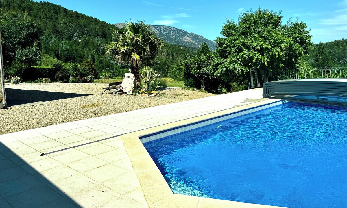 Olargues Apartment | Mountain views with Heated pool and optional Jacuzzi. South of France