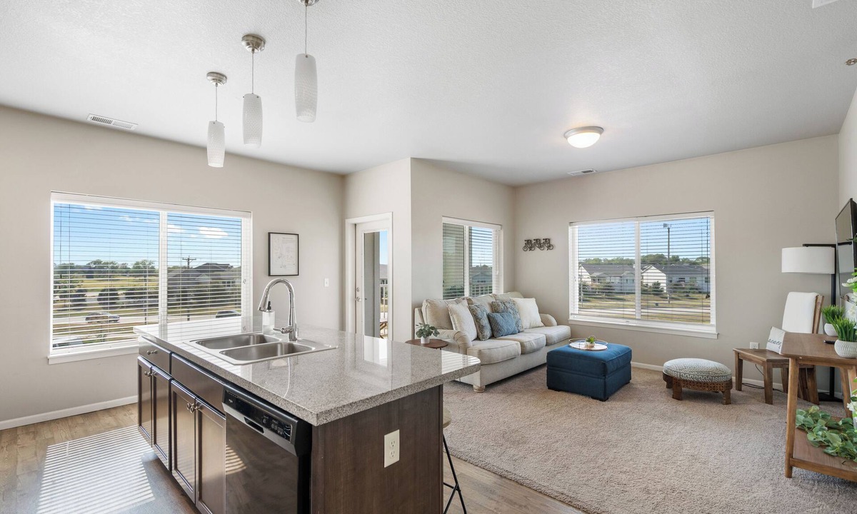 West Des Moines Apartment | Natural Light End Unit w/Private Balcony, Gym, Pool, Pickleball, Prime Location
