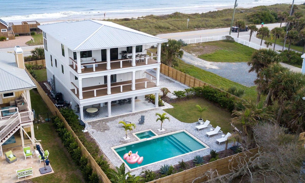Vilano Beach House | New luxury beach-house with large heated pool and spa with 360 views.