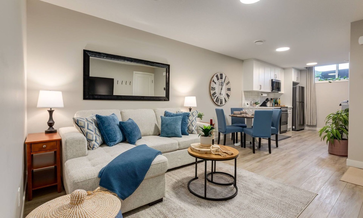 Southeast Calgary House | Newly Built Suite | Central Kitchen Laundry Soaktub Workspace
