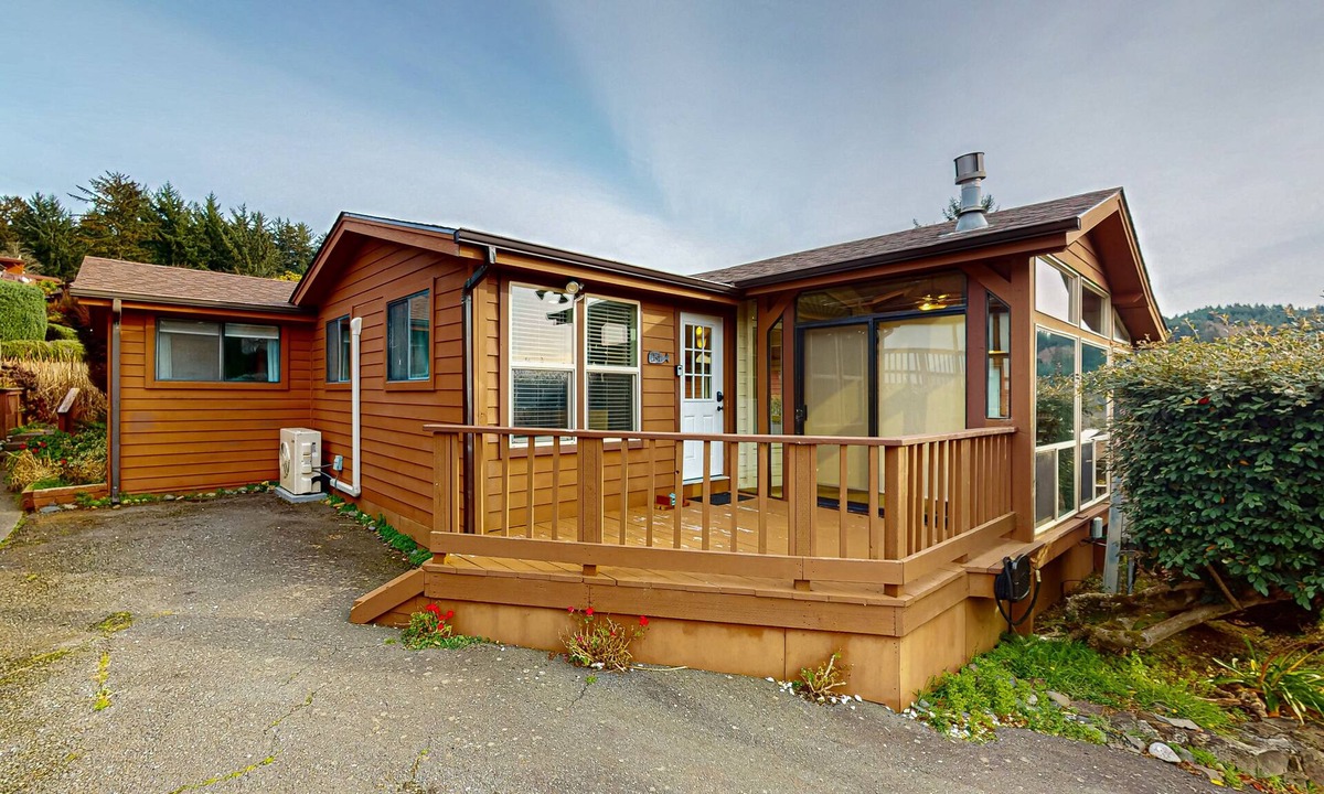 Brookings Cabin | Oceanfront home with private hot tub, walls of glass & spectacular view