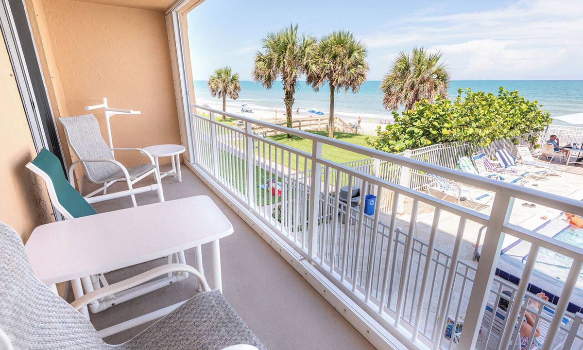Indian Harbour Beach Condo | Oceanfront 2BR Condo 2nd Floor Balcony Unit 202