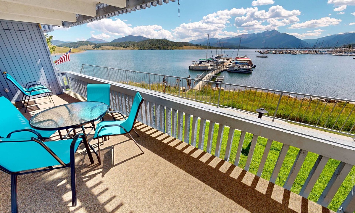 Dillon Condo | On Lake! WOW Views, Big Deck, Ground Floor. Walk to Marina, Concerts, Parks