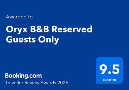 Mokopane Bed & Breakfast | Oryx B&B Reserved Guests Only