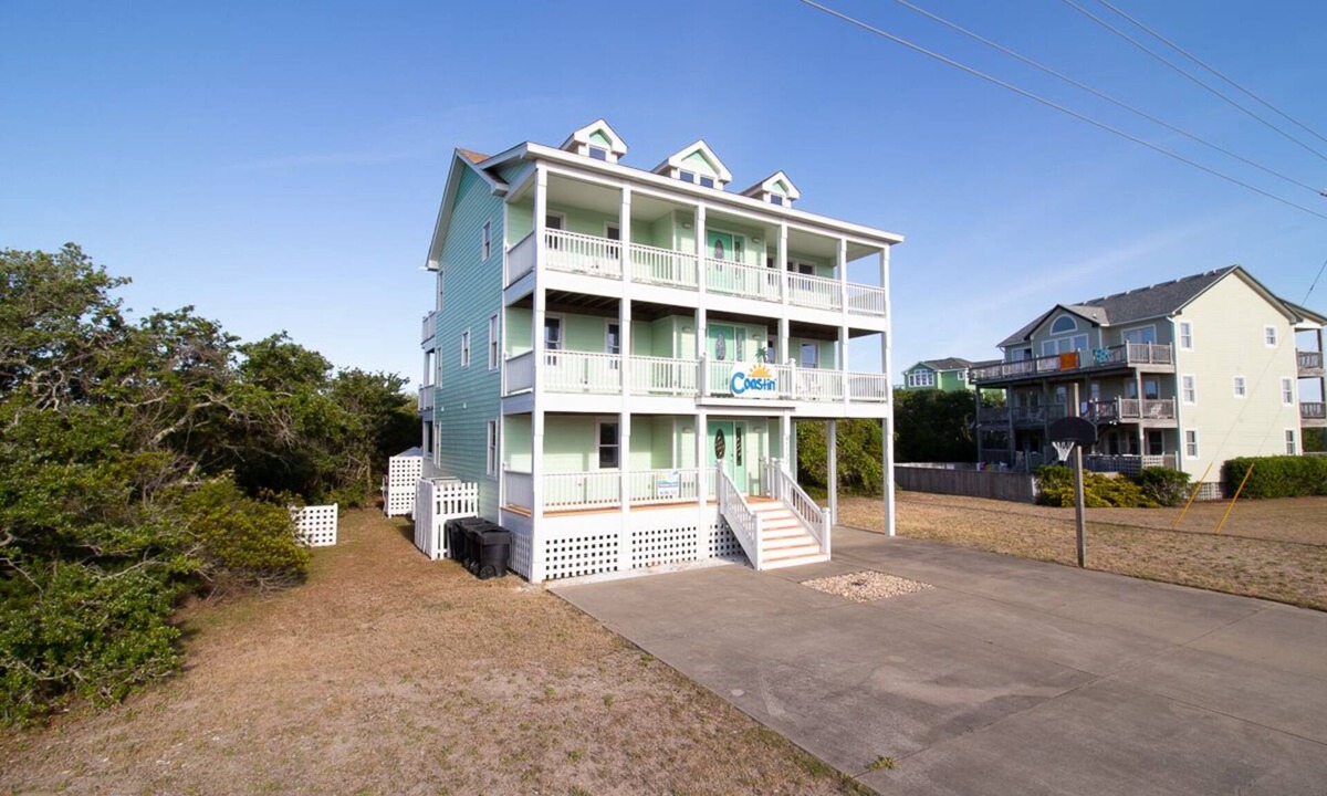 Avon House | Pet friendly Hatteras Island home with private pool, hot tub, and sound views