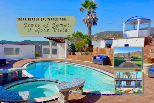 Jamul House | Private Home on 10 Acres - Heated Salt Pool & Jacuzzi, Mountain & City Views, Horseshoes, Basketball, BBQ, Golf Putting, Foosball, Croquet, Bose Stereo, White Cotton Bedding - Hilltop Hacienda, Pool Heat Optional
