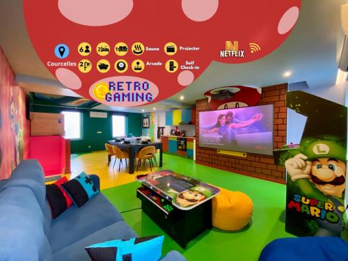 Courcelles Apartment | Retro Gaming Corner - Arcade Games - Jacuzzi - Sauna - Switch 2