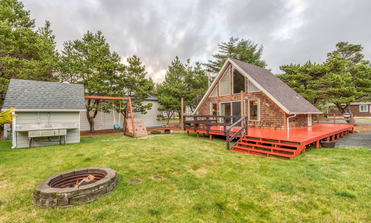 Rockaway Beach House | Romantic A-Frame Beach Cottage, Blocks to the Beach, Deck, Fireplace and Firepit