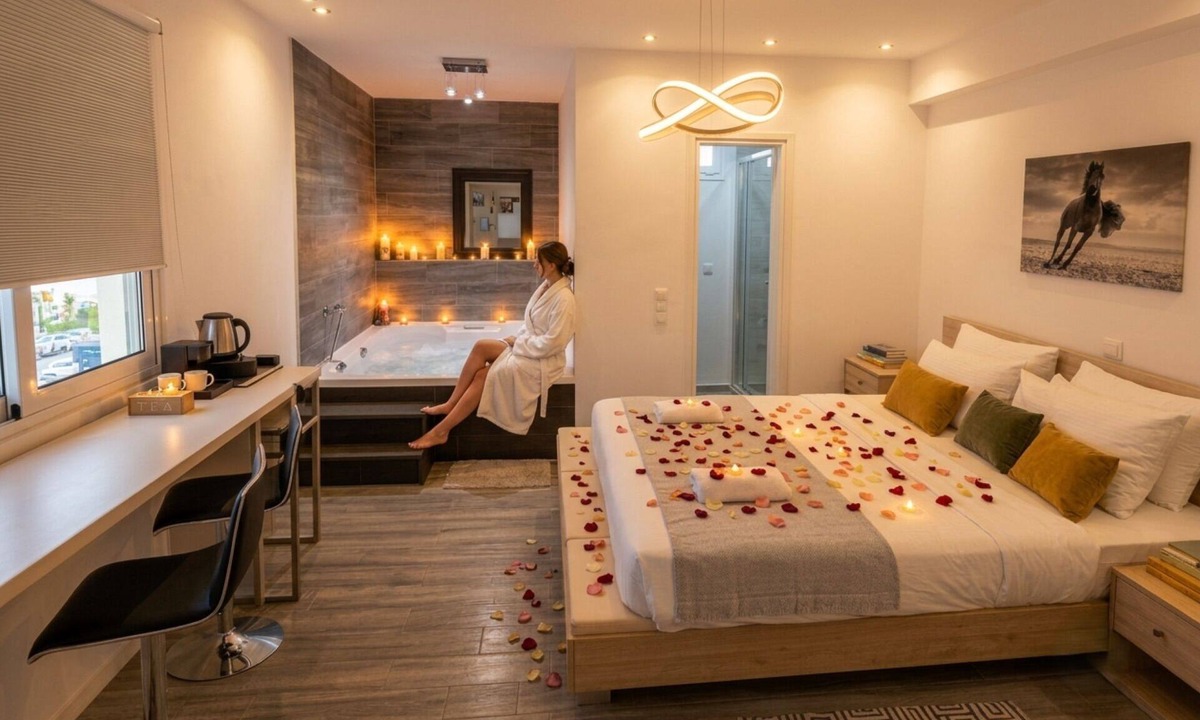 Kinosargous Apartment | Romantic Jacuzzi Retreat – Heart of Athens near Acropolis Museum & Metro Fix