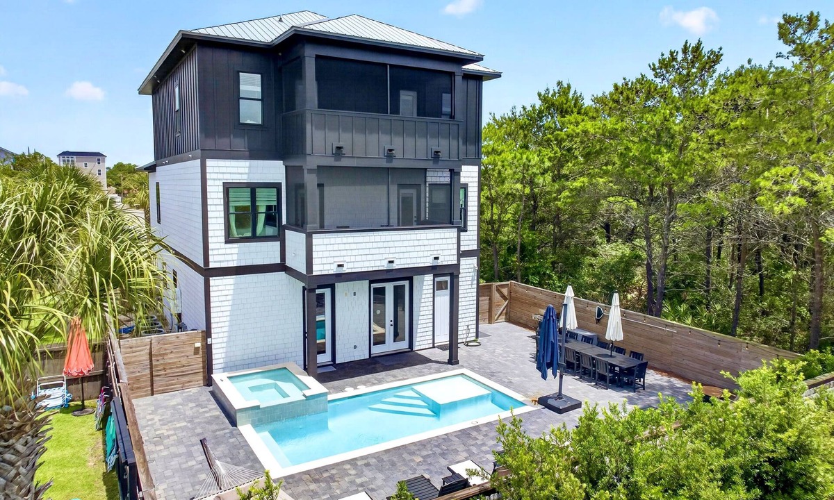Frangista Beach House | Sandbar: Private beach steps away, Heated pool & hot tub, Golf cart, Game room