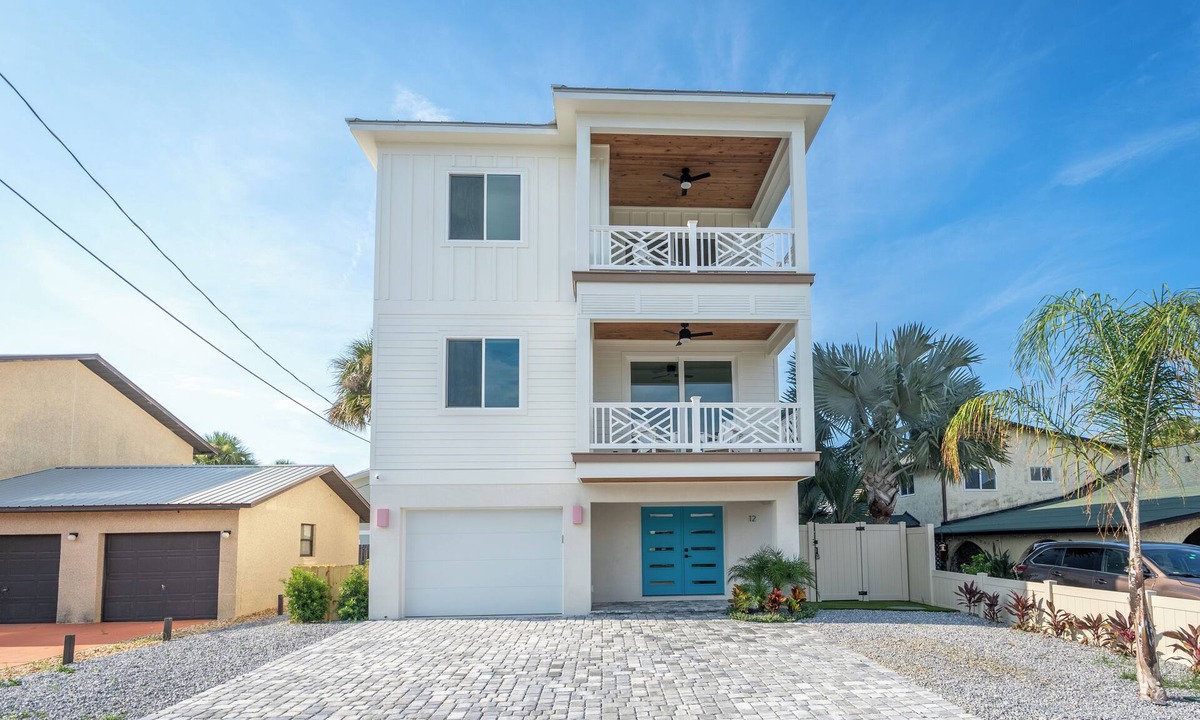St. Augustine Beach House | Sandcastle on 2nd - New Construction, Heated Pool, GOLF CART, Steps to Beach!