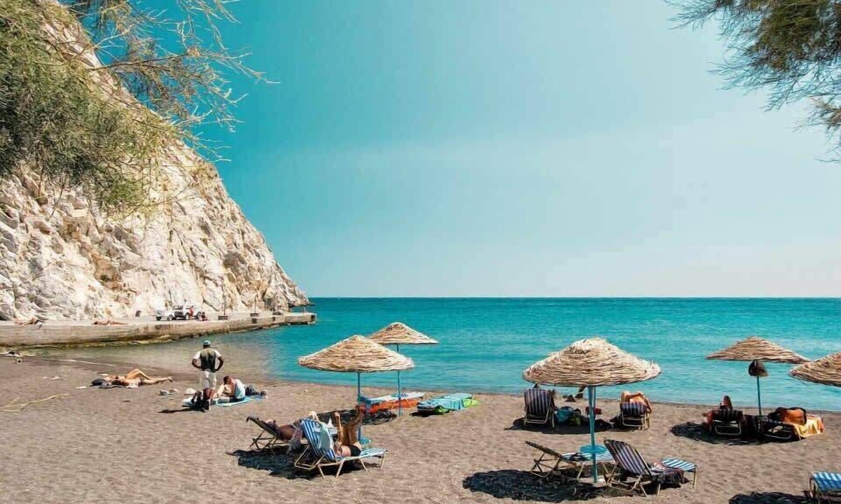 Perissa Condo | Santorini Seaside Retreat, Summer Twin Escape