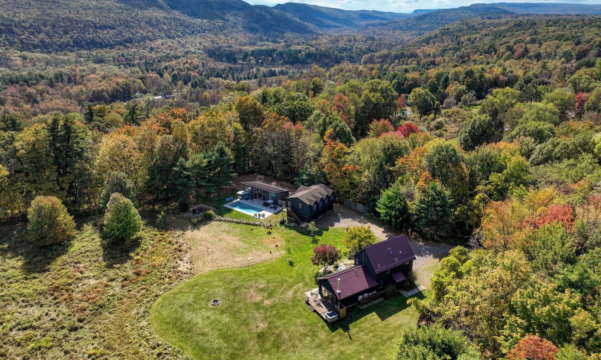 High Falls House | Secluded Hudson Valley Retreat Near New Paltz With Heated Pool, Hot Tub, Meadow Views & Three Renovated Buildings for Luxury Monthly Stays