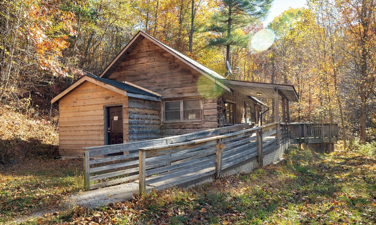 Stanley Cabin | Secluded log cabin, fireplace, wi-fi, hot tub on deck!! Secluded on 6 acres