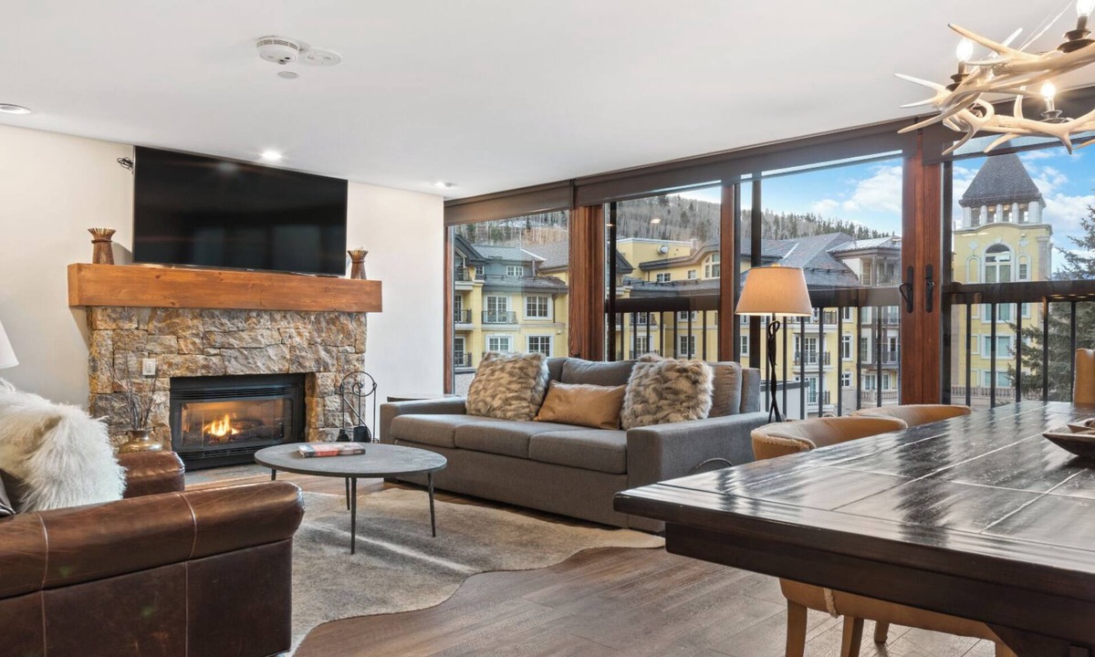 Vail Condo | Serene 3BR Stone Fireplace Gourmet Kitchen & Vail Mountain Views