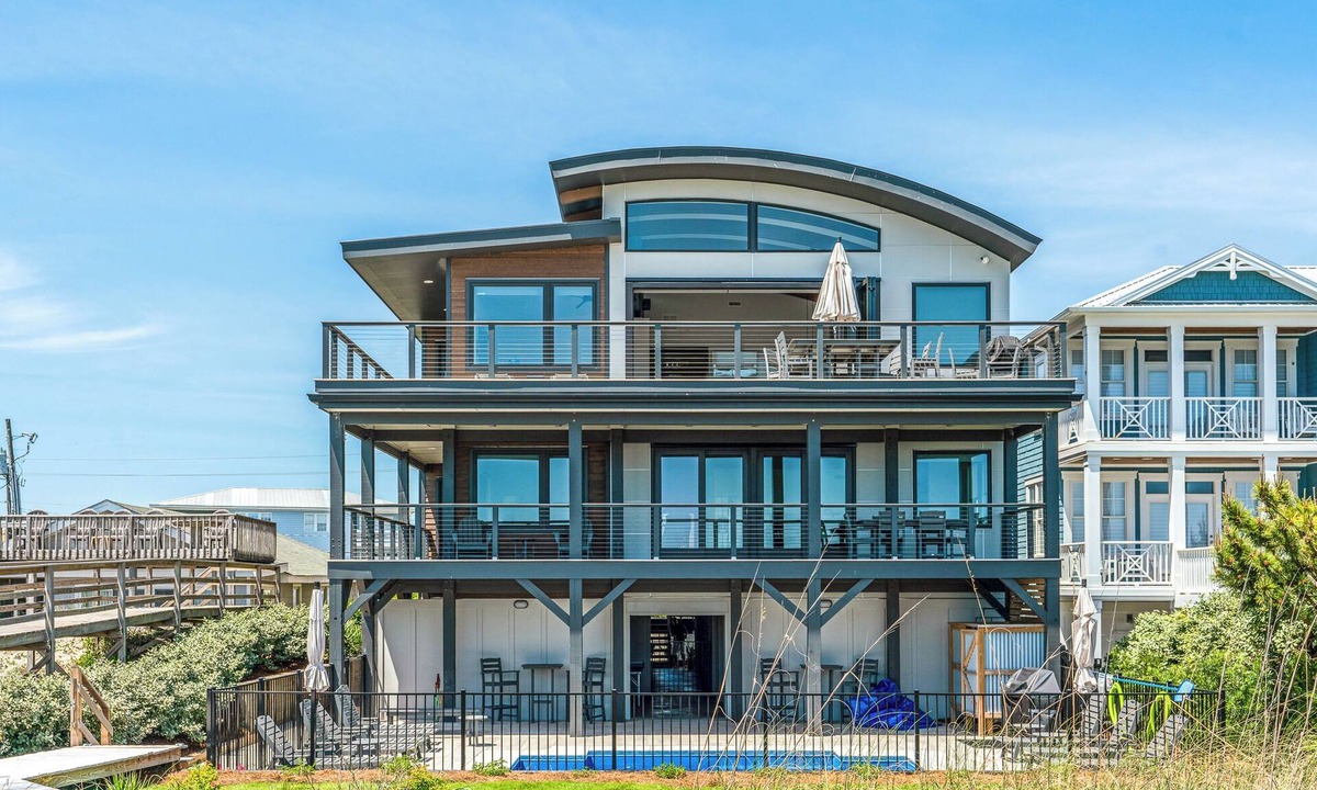 Carolina Beach House | Sol de Mar Beach, Sleeps 29, Pool! Contemporary Oceanfront, both duplex units