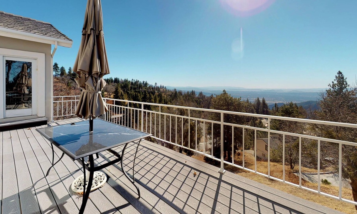 Running Springs House | Spacious & bright home with large deck, wood fireplace, and panoramic views