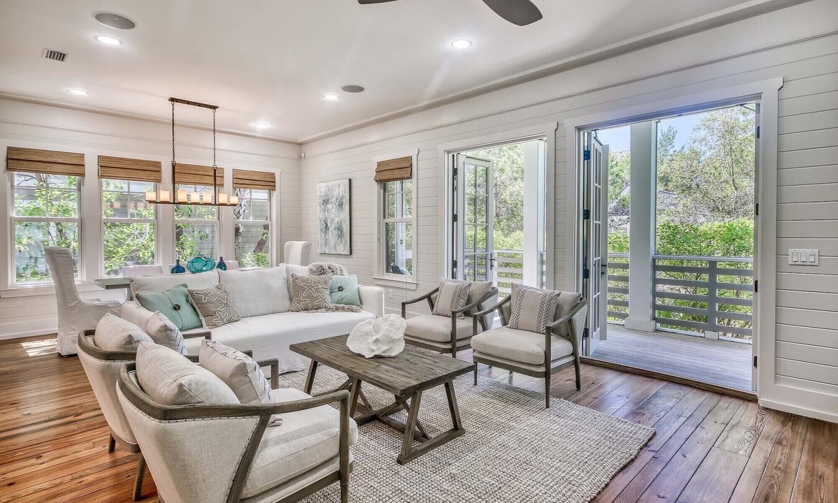 WaterSound Beach House | Spacious WaterSound Home with Golf Cart, Bikes and Private Beach Access