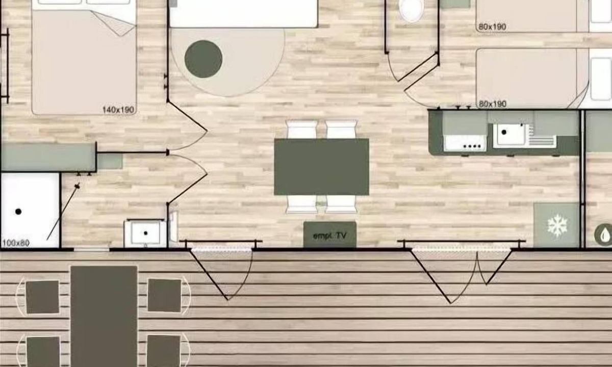 Calviac House | Terracotta Superior Mobile Homeeur 3 -Bedroom, Sleeps 4 + TV