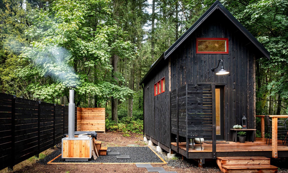 Vashon Island Cabin | The Wolf Den Cozy Cabin Forest Retreat with Wood Fired Hot Tub