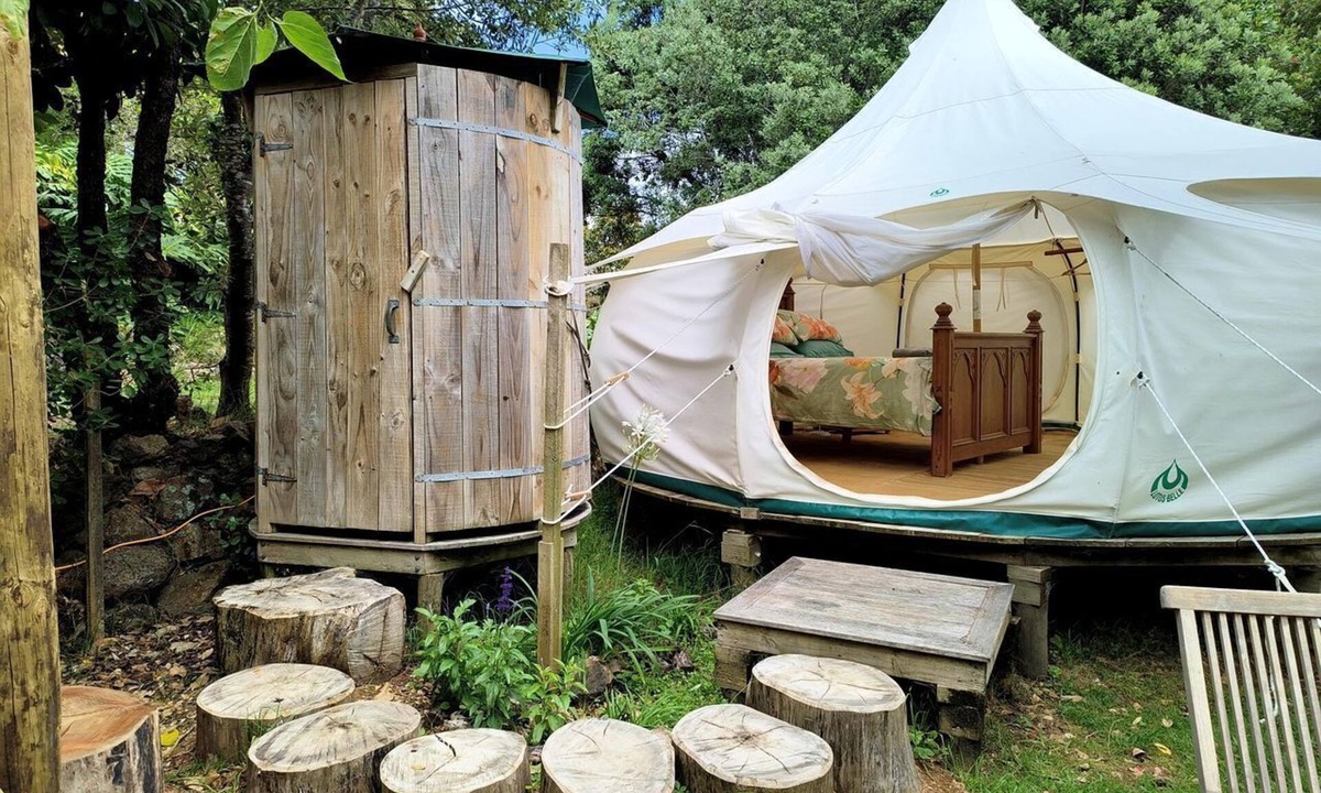 Oneroa RV Rental | Tranquil Pondside Glamping with Outdoor Kitchen near Wildlife Haven in Waiheke Island, NZ