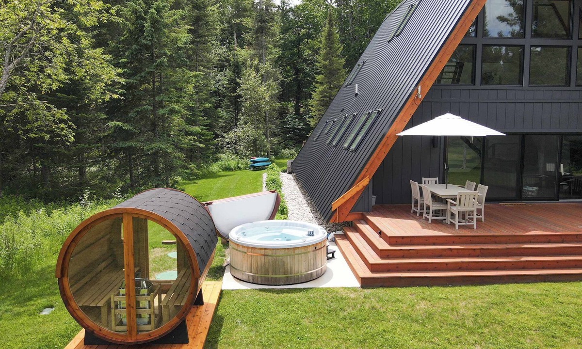Indian River House | TreeTops Ayframe, Supersized AFrame on the River with Hot Tub