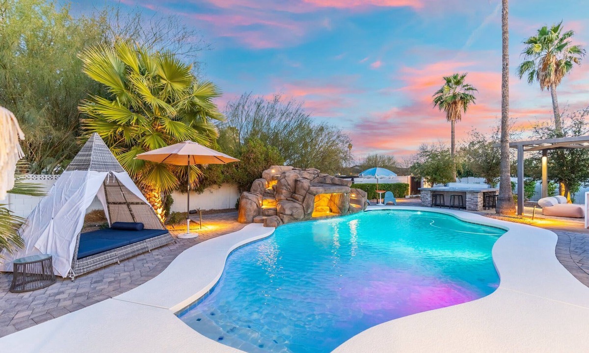 Shea North Estates House | Tropical Villa | Pool Movie Theater Pickleball