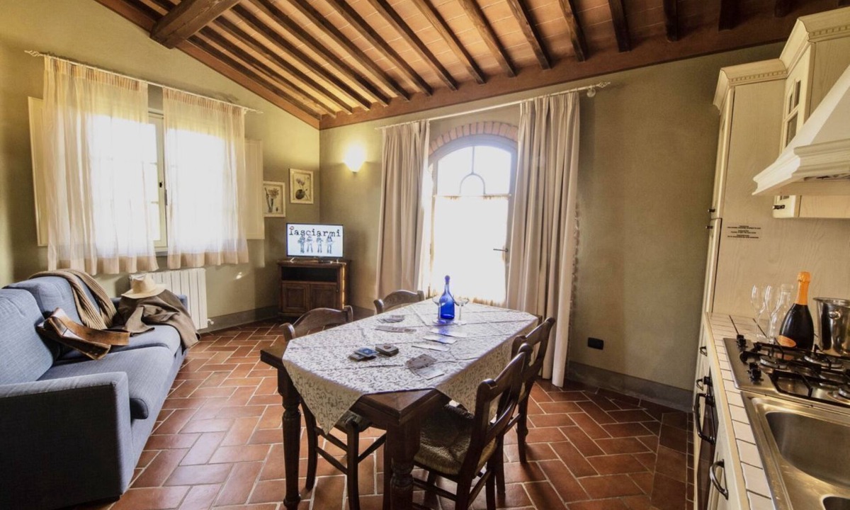 Monteverdi Marittimo Apartment | Two-room apartment, approximately 38 square meters, sleeps 4. Finely furnished and comprising a kitchenette equipped with dishes, an oven, a refrigerator with freezer, satellite TV, a living room with a double sofa bed, a double bedroom, and a private ba