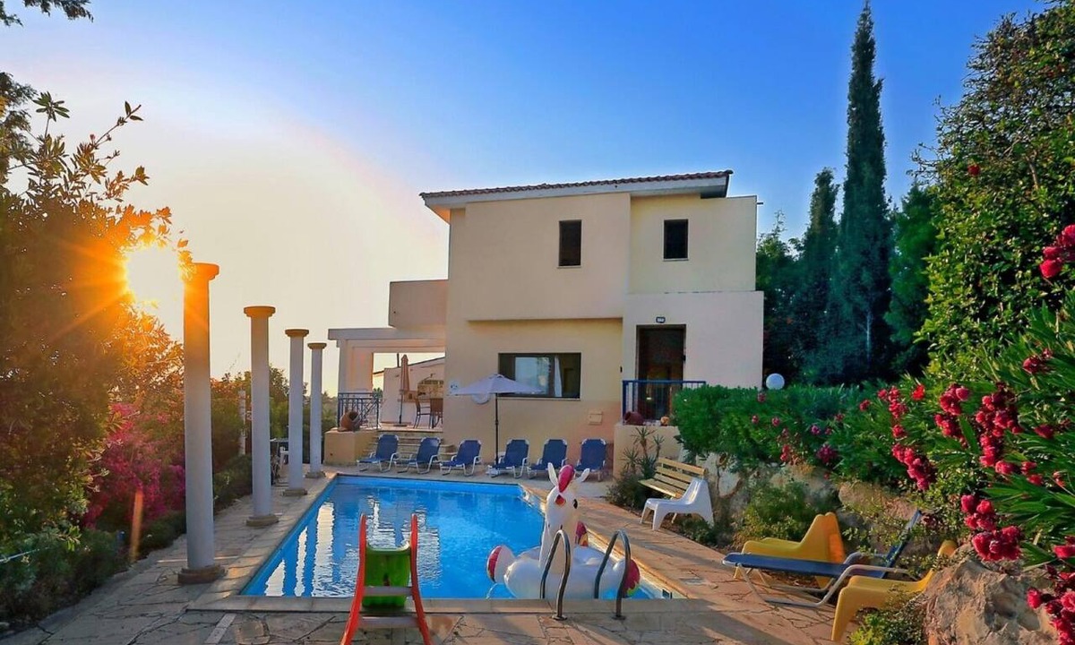 Pegeia Villa | Wonderful Villa. Big pool. Colorful garden, Amazing Sea views, VILLAS for GROUPS