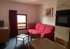 20m from resort center, 2nd floor, view resort, fitness, swimming pool, sauna, tv, ski locker, 29m²