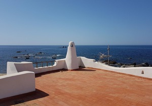 House dominant position on the sea with garden