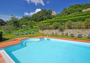 Nice apartment for 2 guests with pool, WIFI, TV, panoramic view and parking, close to Arezzo