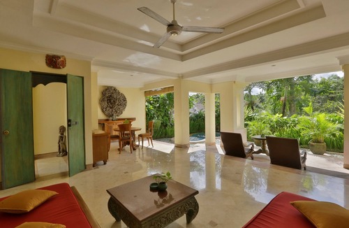 Denpasar Timur Villa | 2 bedroom villa, open-air living room overlooking the grounds and paddy fields