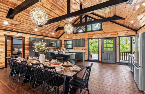 Caton Cabin | 2 Bowling Lanes | 8BR Smoky Mtn Lodge | Hot Tub + 85° Pool + Arcade | Sleeps 22