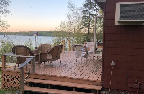 Rochert Cabin | 320' of private sandy shore. Pontoon for rent. Sauna/ Hot Tub & Outdoor Shower