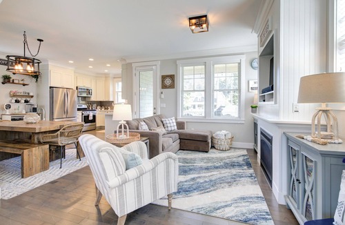 Seabrook House | 5 Min Walk to Beach, Dining, & Shops, PVT Hot Tub + Fenced Yard, Dog Friendly