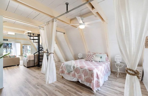 Surfside Beach House | A-frame Beach Home With Fenced Yard and Fire Pit