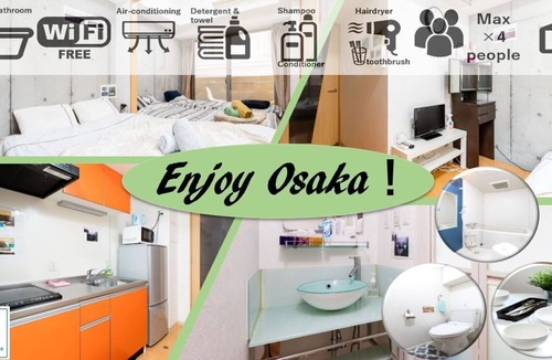 Tennoji Apartment | A215.Nihonbashi, Namba, Dotonbori near! Central Osaka. Near tourist spots. 1 minute walk from the station