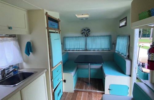 Milton RV Rental | Adorable (RENOVATED) Vintage Camper, good for stays of a few nights to a week for 2-3 people - possibly for a family of 4 with 2 SMALL children. Staying here entitles you to use of all the park's amenities.