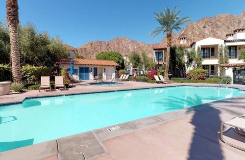 La Quinta Villa | An Upstairs Studio with a King Bed and Private Balcony a Secluded Greenbelt!