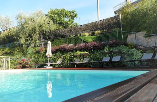 Malcesine Apartment | Apartment balcony view, heated swimming pool, air conditioning,parking area