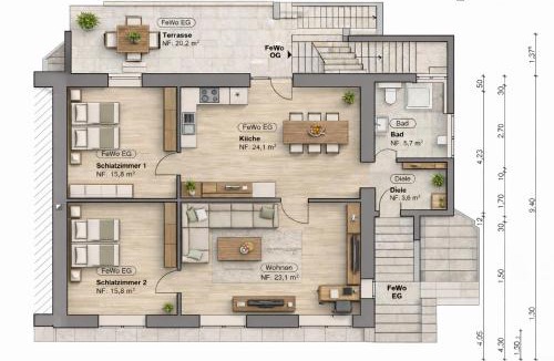 Riegelsberg Apartment | Apartment Karin - Modern ausgestattet und ideal für Gruppen bis 6 Personen und Hund, egal ob Familie, Kollegen oder Freunde, 85qm mit Terasse und eigenem Stellplatz