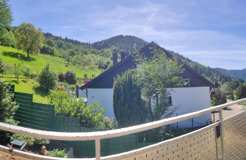 Lautenbach Apartment | Apartment with panoramic balcony with reading material, games and fitness room