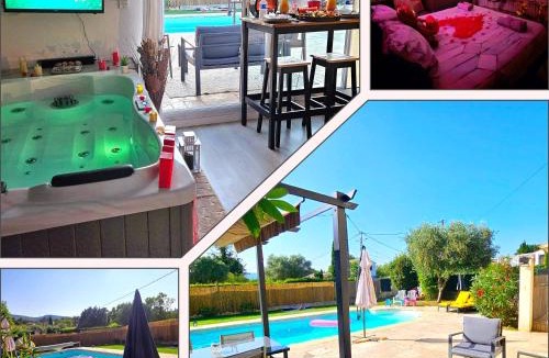 Rocbaron Apartment | App jacuzzi & piscine privée - loveroom - Suite Emeraude