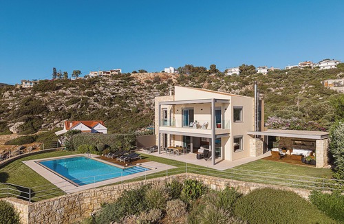 Plaka Villa | Architect-Designed Modern Villa with Heated Pool & Sea Views | Almyra SK Place